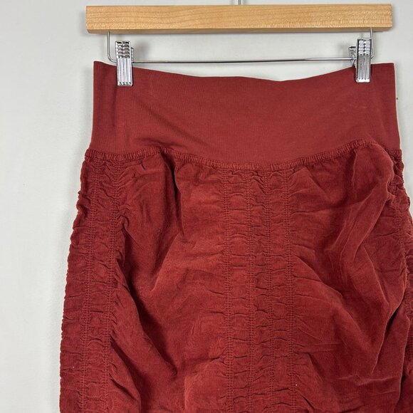 New XCVI Wearables Cord Midi Trace Skirt Ruched Rust Orange Size Small Women's - Picture 2 of 4